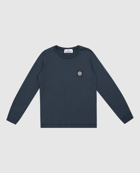 Stone Island Дитячий синій лонгслів з нашивкою логотипа L2S162100002S004714