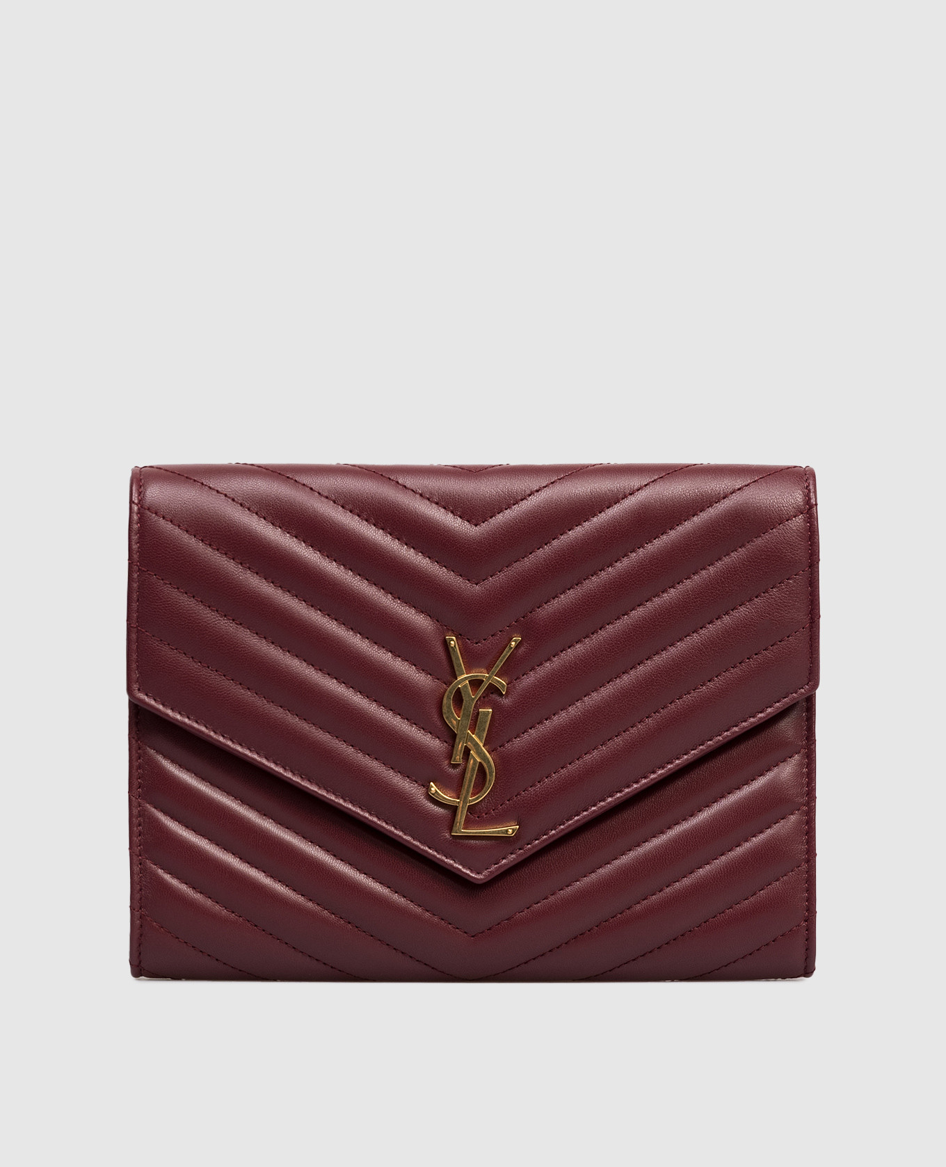 

Бордовая кожаная сумка-клатч с монограммой логотипа, Бордовый, Кошельки