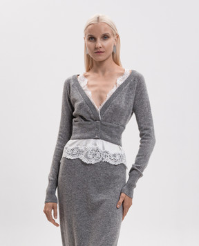 Ermanno Scervino Сірий джемпер з кашеміру з мереживом D492N300APPYU