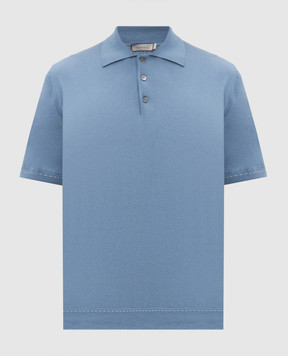 Canali Блакитне поло з шовком MK02479C0127