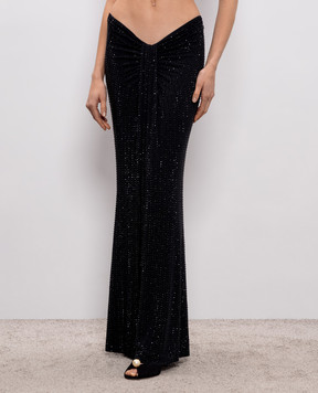 Venuja Черная пляжная юбка макси MALIBU с кристаллами SK005A