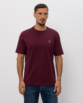 Brunello Cucinelli Бордовая футболка прямого кроя M0B138440