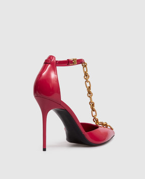Balmain Рожеві шкіряні глянцеві туфлі Sync з ланцюгом GN1UA152LNPX