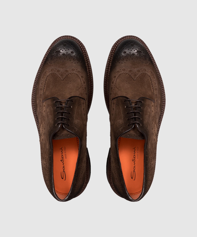 Santoni Коричневые замшевые оксфорды MCCG15761JL4GVOE изображение 4