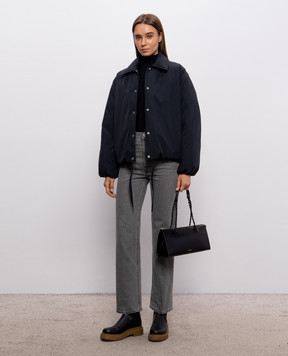 Jil Sander Черный гольф с кашемиром и шелком в рубчик J02GP0270J13289