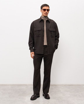 Dolce&Gabbana Темно-коричнева сорочка з вовни G5OJ2THU2BO