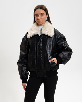 AMIRI Чорна шкіряна куртка з хутром AWOUJA1004