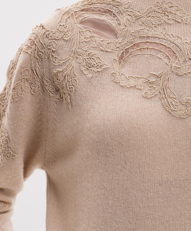 Ermanno Scervino Бежевый джемпер из кашемира D495M302APPYU изображение 5