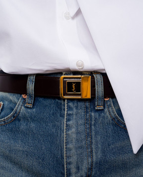 Saint Laurent Бордовий шкіряний ремінь з емблемою 732556AAB25