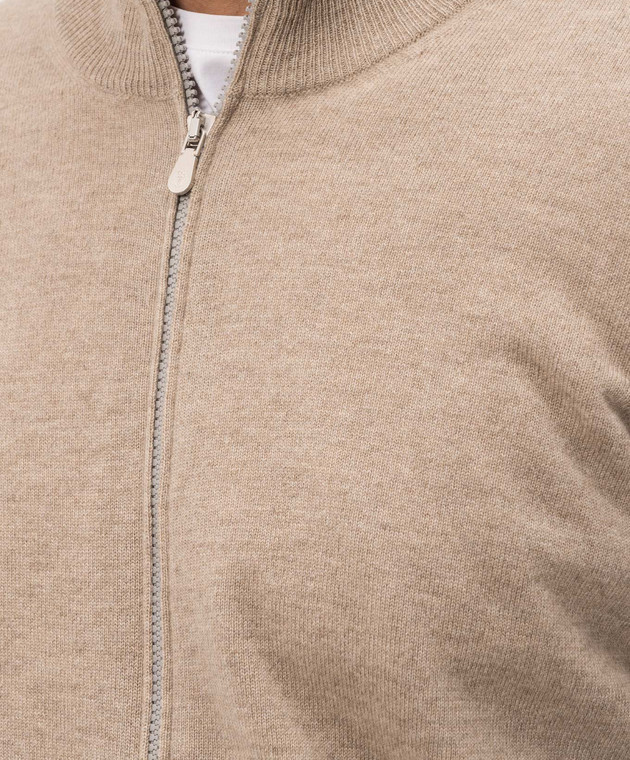 Brunello Cucinelli Кардиган бежевий з кашеміру M2200106 зображення 5