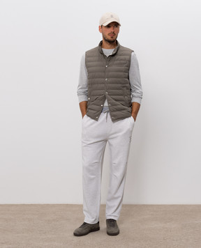 Brunello Cucinelli Серые меланжевые спортивные штаны с вышивкой MM8263388G