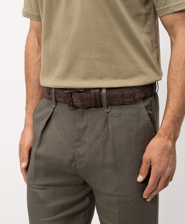 Cashmere&Whiskey Коричневий ремінь зі шкіри крокодила ALLIGATOR зображення 2