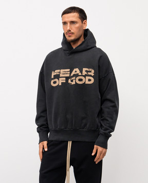 Fear of God Чорне худі з логотипом з вінтажним ефектом FG25FW1212102BHF