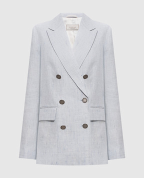 Peserico Голубой двубортный жакет с льном S0123105426