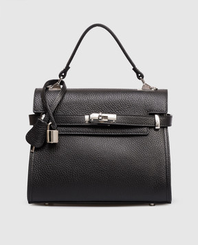 Gianni Notaro Черная кожаная сумка-сетчел Dollaro 099DOLLARONIKEL