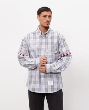 Thom Browne Сорочка в клітинку з нашивкою логотипа MWL430OF1098