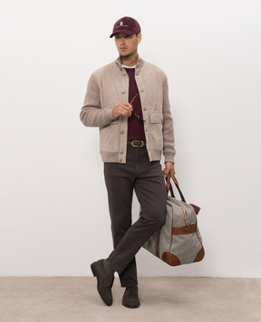 Brunello Cucinelli Бордовий джемпер з кашеміру, шовку та льону MSY00100