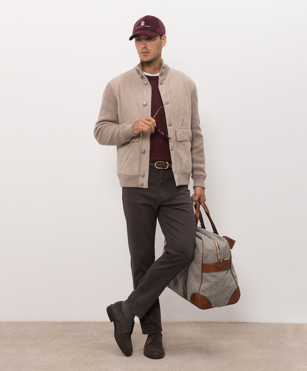 Brunello Cucinelli Бордовий джемпер з кашеміру, шовку та льону MSY00100 зображення 2