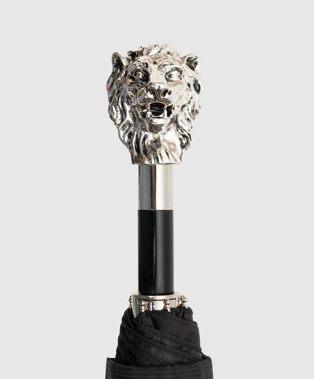 Pasotti Черный складной зонтик Silver Lion в узор OMITUO64SRASO67681 изображение 3