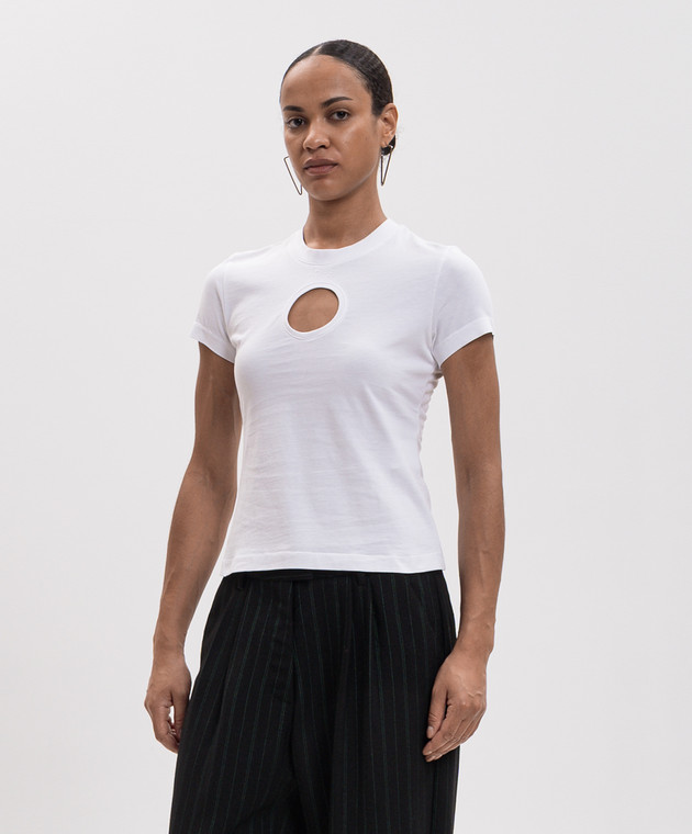 Off-White Біла футболка з фігурним вирізом 2FA00444T зображення 3