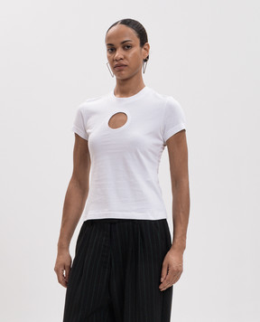 Off-White Біла футболка з фігурним вирізом 2FA00444T