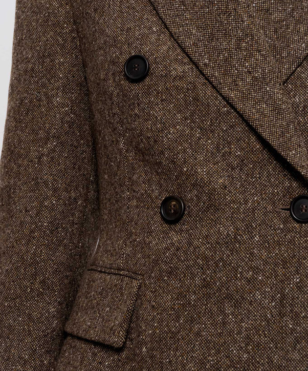 Brunello Cucinelli Коричневий двобортний жакет з вовною MD0027246 зображення 5