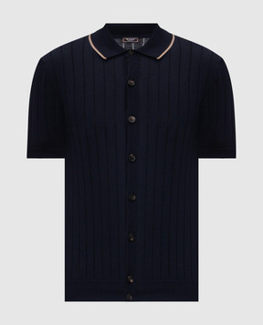 Peserico Синя сорочка в рубчик з короткими рукавами R59521F189173R