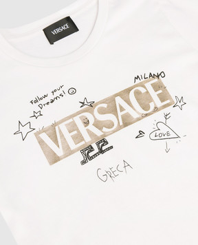 Versace Дитяча біла футболка з принтом логотипа 10182931A16800
