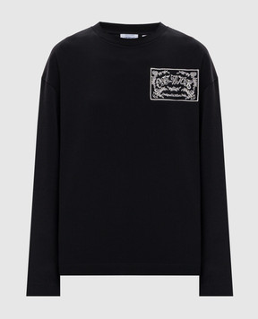 Off-White Черный лонгслив с вышивкой логотипа 2FB00555T