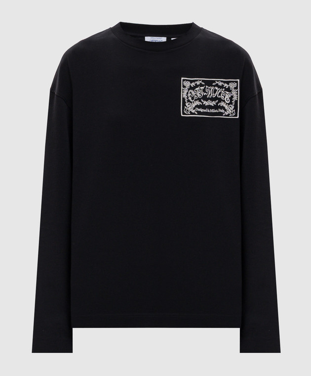 Off-White Черный лонгслив с вышивкой логотипа 2FB00555T