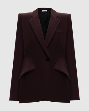 Alexander McQueen Бордовый жакет из шерсти 857750QJAAC