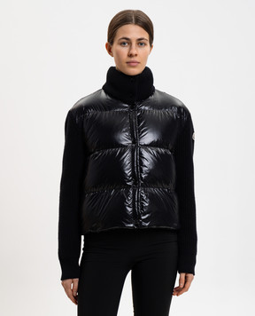 Moncler Чорна пухова куртка з вовною та кашеміром L10939B00019M4281
