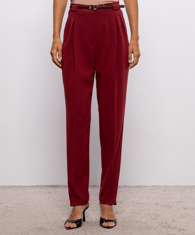 Max Mara Бордовые брюки BIMBA с поясом MSTBIMBA изображение 3