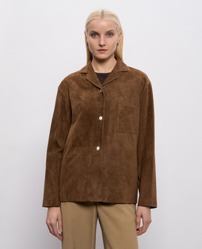 The Row Коричневая замшевая рубашка Jannie 10834L655