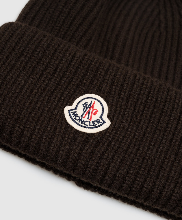 Moncler Коричнева шапка з вовни та кашеміру L20913B00087M1127 зображення 4