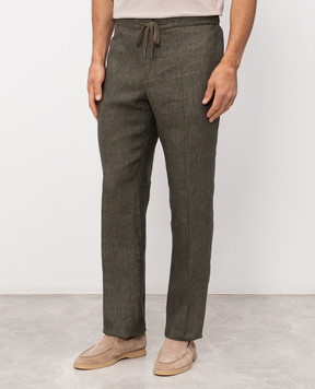 CAPOBIANCO Зелені штани з льону 20M811LL00