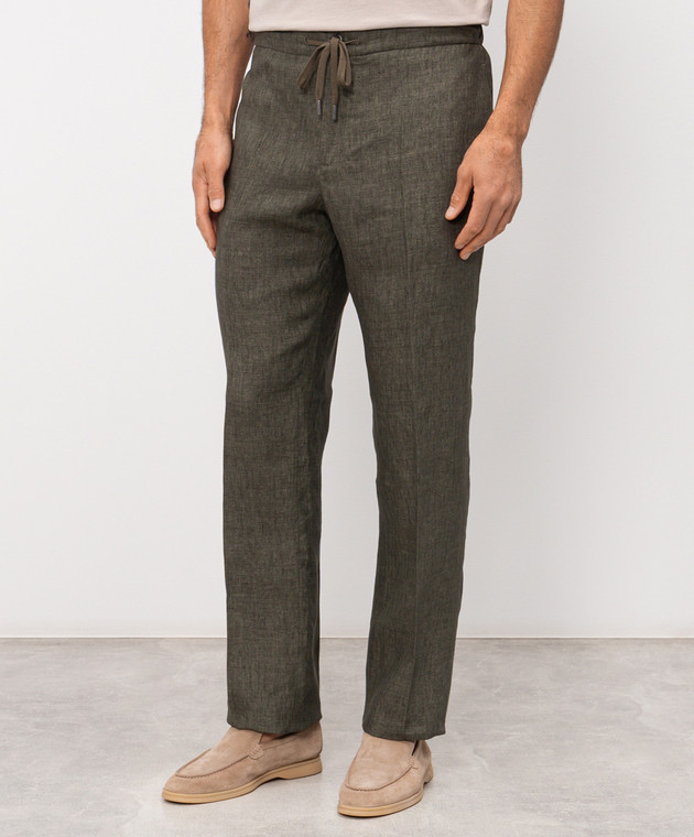 CAPOBIANCO Зелені штани з льону 20M811LL00 зображення 3