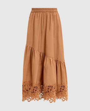 Twinset Коричнева спідниця міді з оборкою 261LB2ACC