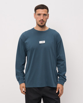 Maison Margiela MM6 Синій лонгслів з нашивкою SH0NH0028M20258