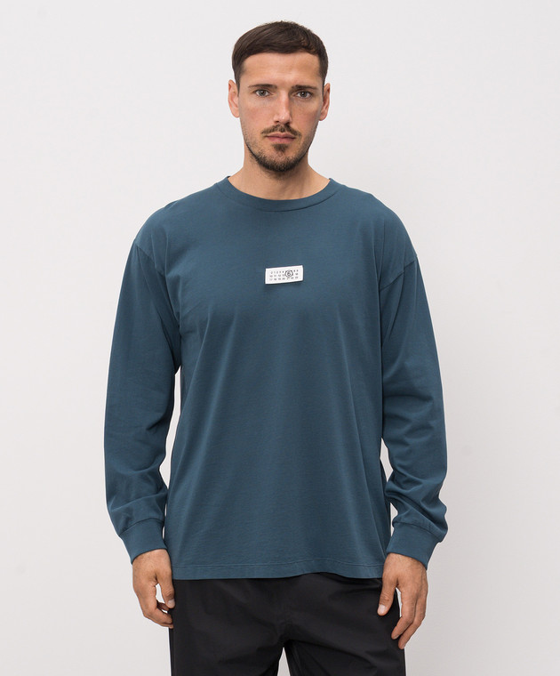Maison Margiela MM6 Синій лонгслів з нашивкою SH0NH0028M20258 зображення 3