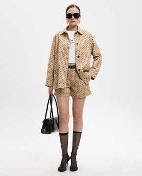 Max Mara Коричневая рубашка с леном в горох MSTPANINO