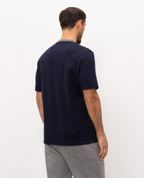 Brunello Cucinelli Синяя футболка с вышивкой M0B131002G