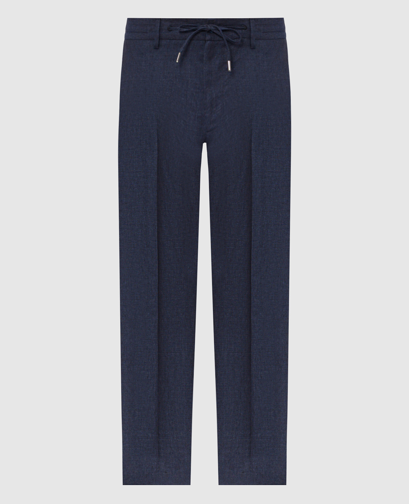 Темно-синие брюки из льна