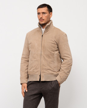 Pini Parma Бежева замшева куртка BMBSHEATAU