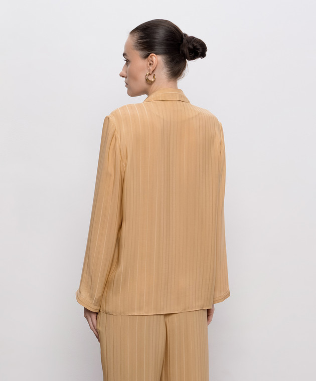 Saint Laurent Бежевая блуза из шелка прямого кроя 857276Y7J39 изображение 4