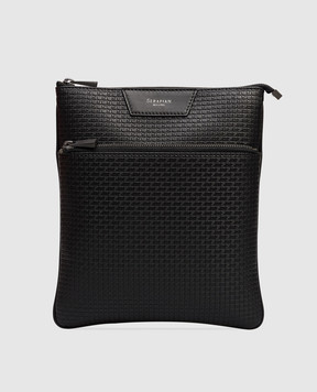 Serapian Чорна шкіряна сумка з тисненням монограми SRSTSMML679423CCG2