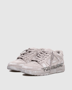 Off-White Серые замшевые кроссовки ООО For Walking с логотипом OMIA189F25LEA00B