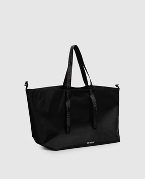 Off-White Чорна сумка-тоут з принтом Diag Spray OWMNA05F26FB01