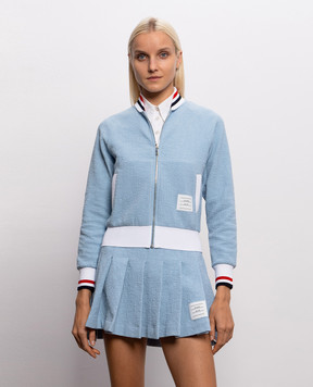 Thom Browne Голубая спортивная куртка с нашивкой логотипа FJT436AJ0194