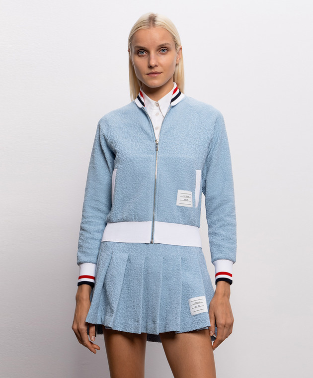 Thom Browne Блакитна спортивна куртка з нашивкою логотипа FJT436AJ0194 зображення 3